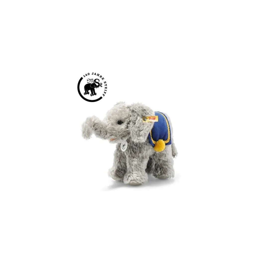 Éléphant Steiff peluche 140 ans gris foncé finitions artisanales 30 cm
