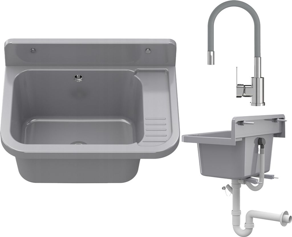 Granitan | Spüle PARON - 50x34 cm - Grau - Hochwertig und vielseitig einsetzbar