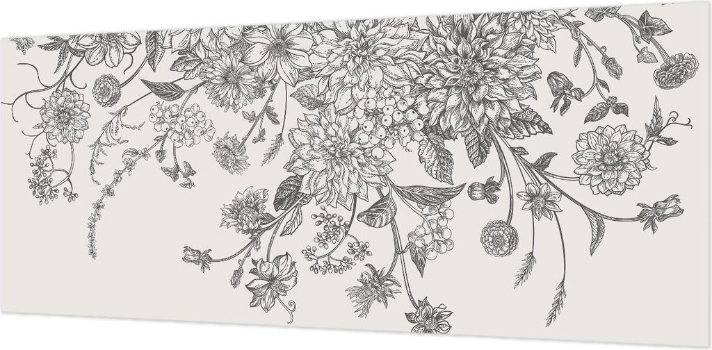 Wandtapete - Dekorative Tapete für Wohnzimmer- Tapetenfolie für Wanddekoration - 208x146 cm - Blumenmuster