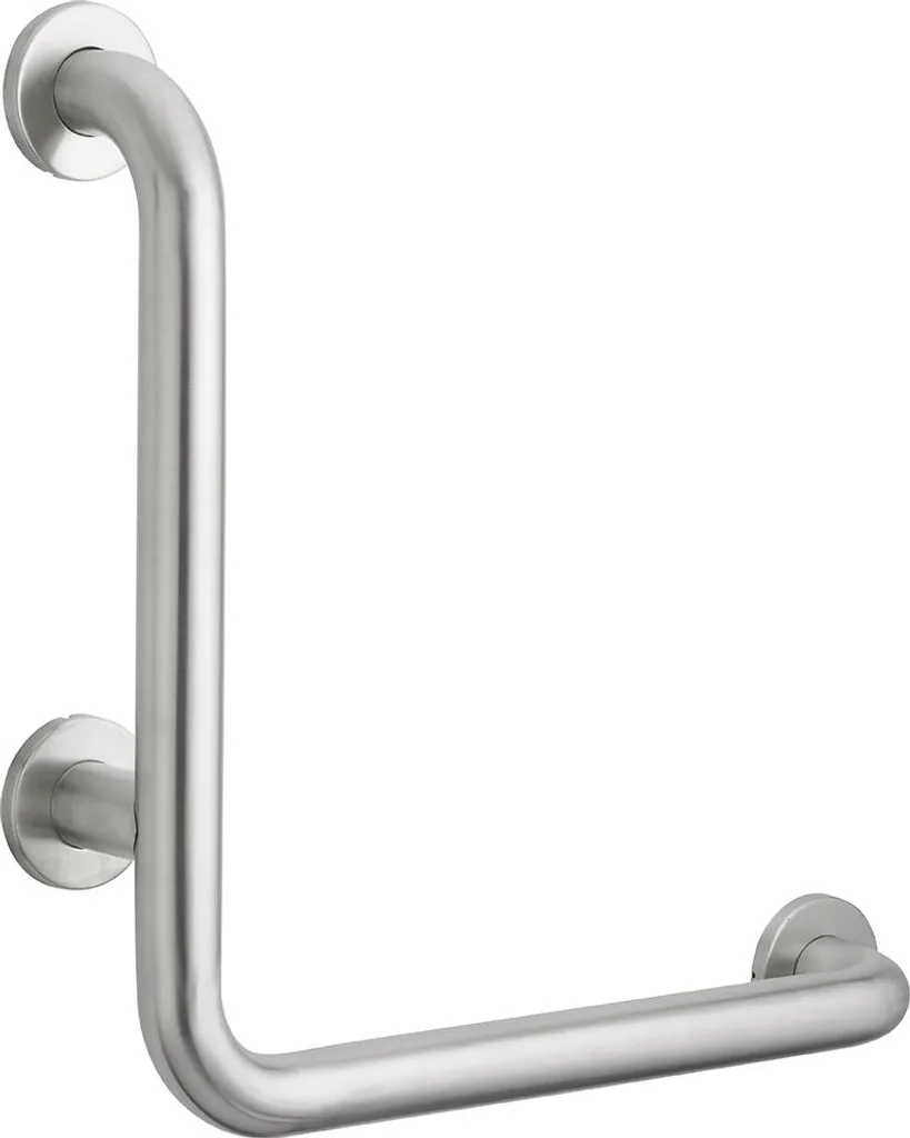 Barre de douche coudée inox brossé 80cm pour maintien et sécurité PMR