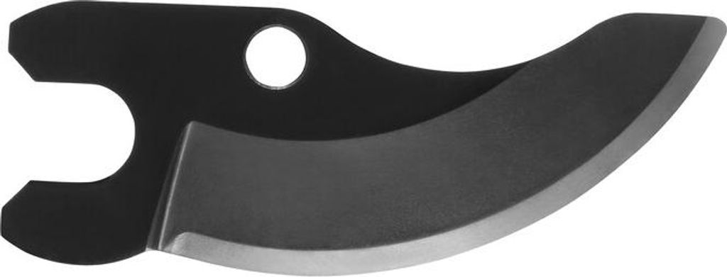 A close-up, isolated shot of a black pruning shear blade.