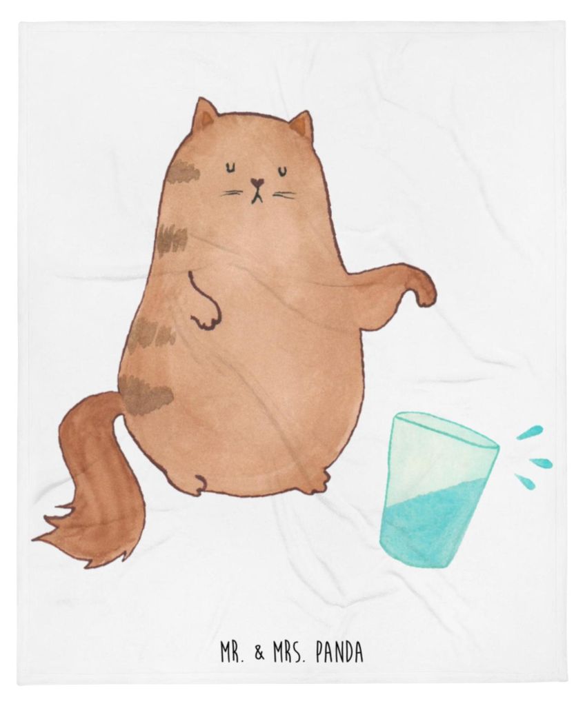 Mr. & Mrs. Panda Kuscheldecke Katze Wasserglas - Weiß - Geschenk, Cats, Decke, Katzen, Bettdecke, Bettüberwurf, Tagesdecke, Cat, Flauschige, Lustig