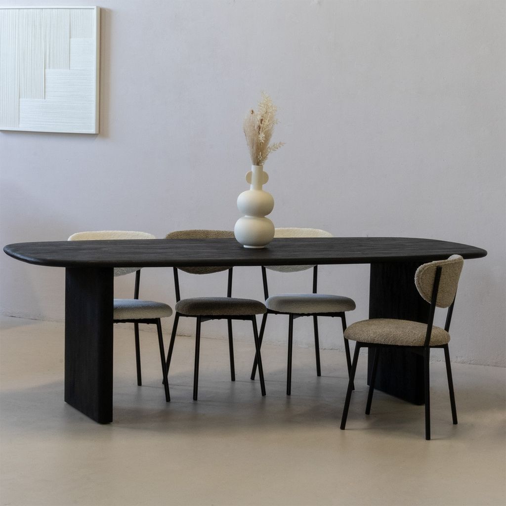Ovaler Esstisch - Schwarz - 240 cm - Mangoholz - Esstisch Produktbild 