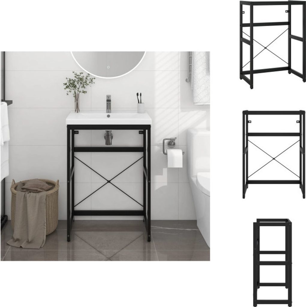 vidaXL Badezimmer Waschtischgestell Schwarz 59x38x83 cm Eisen - Badezimmerwaschtische