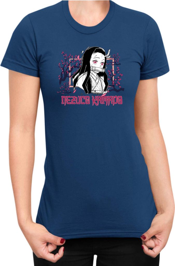 Damen T-Shirt Japan Manga Anime Comics Animation Demon Anime Slayer 15, Lady 2XL / Dunkelblau