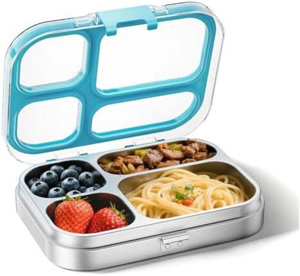 Edelstahl Brotdose Kinder 800ml Metall Bento Lunchbox mit 4 Produktbild 