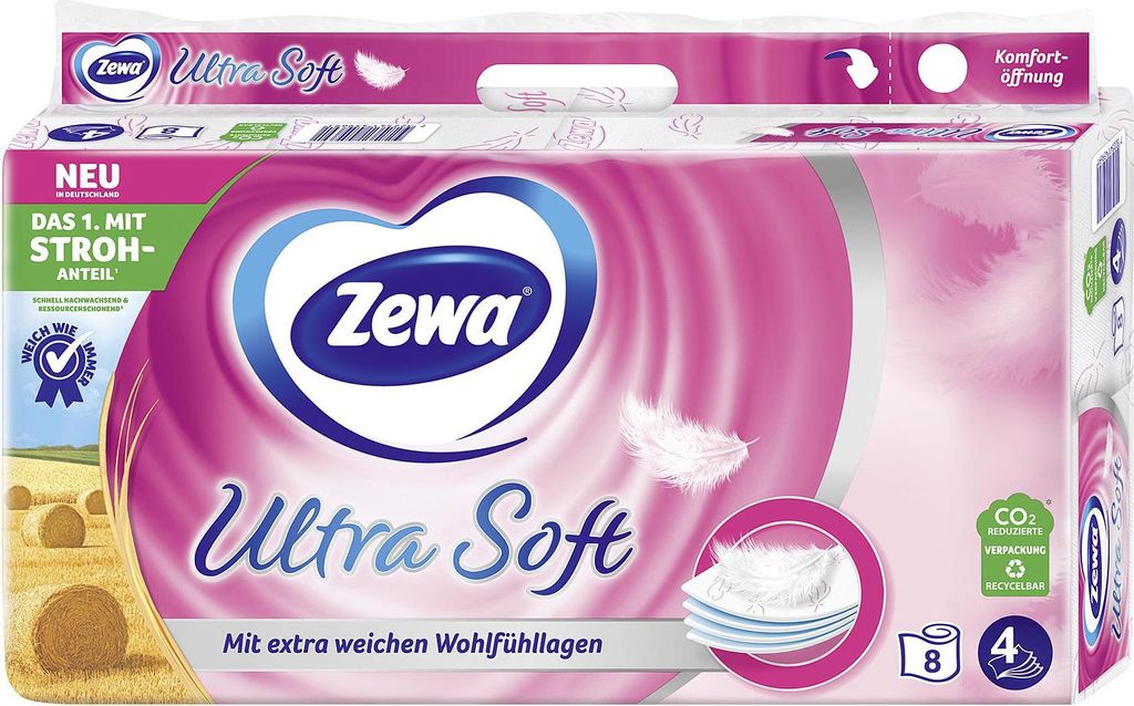 ZEWA Toilettenpapier Ultra Soft 4-lagig 8X150 Produktbild 