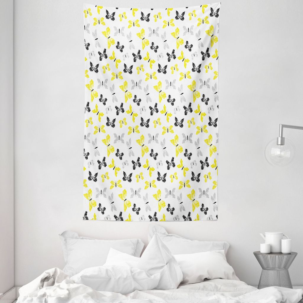 ABAKUHAUS Schmetterling Wandteppich und Tagesdecke, Schmetterlinge Grunge-Flügel aus Weiches Mikrofaser Stoff Waschbar ohne Verblassen Digitaldruc...