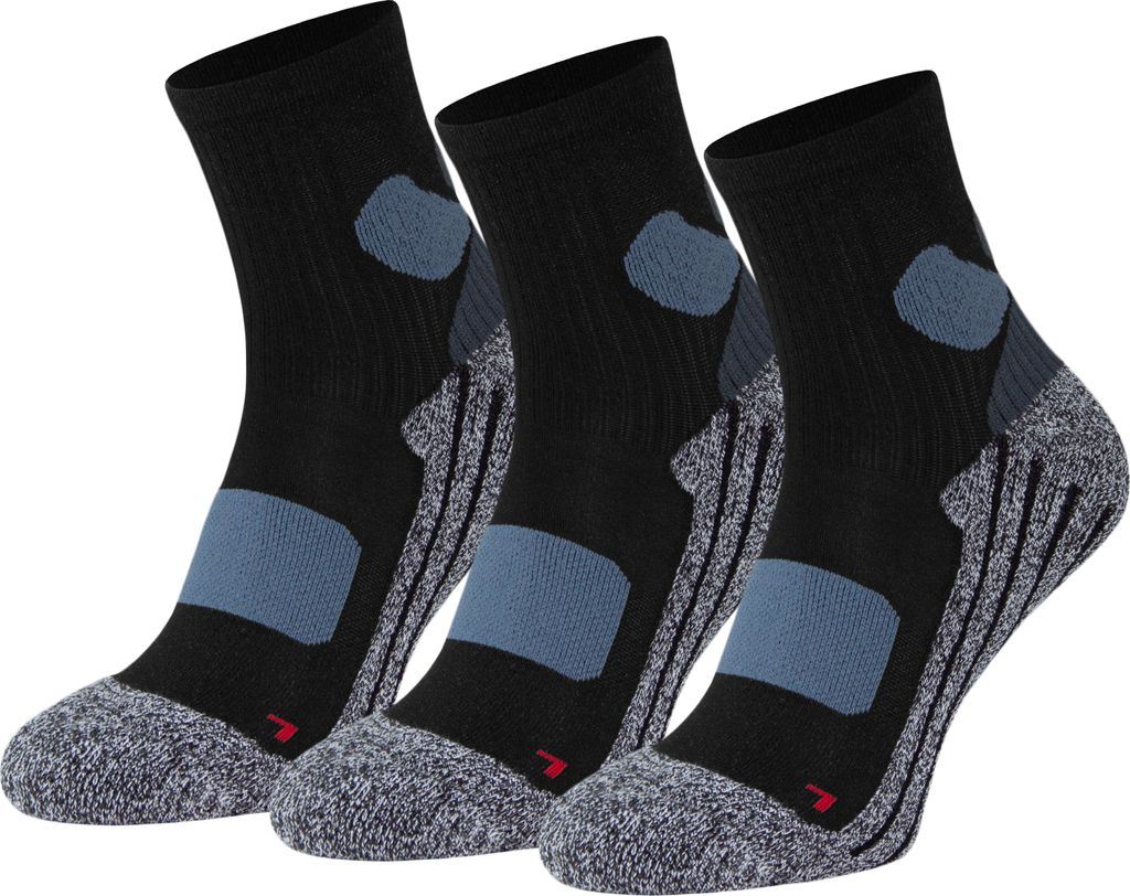 RUN Kurzschaft Laufsocken,3x Sport Socken, Atmungsaktiv Schwarz, 35-38