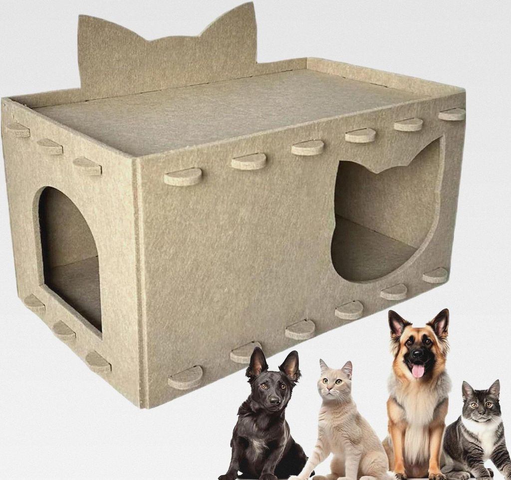 Katzenkratz Haus | Filz Versteck Bett für Katzenbabys,2-in-1 Höhle Mit Kratzfläche Für Zuhause & Unterwegs