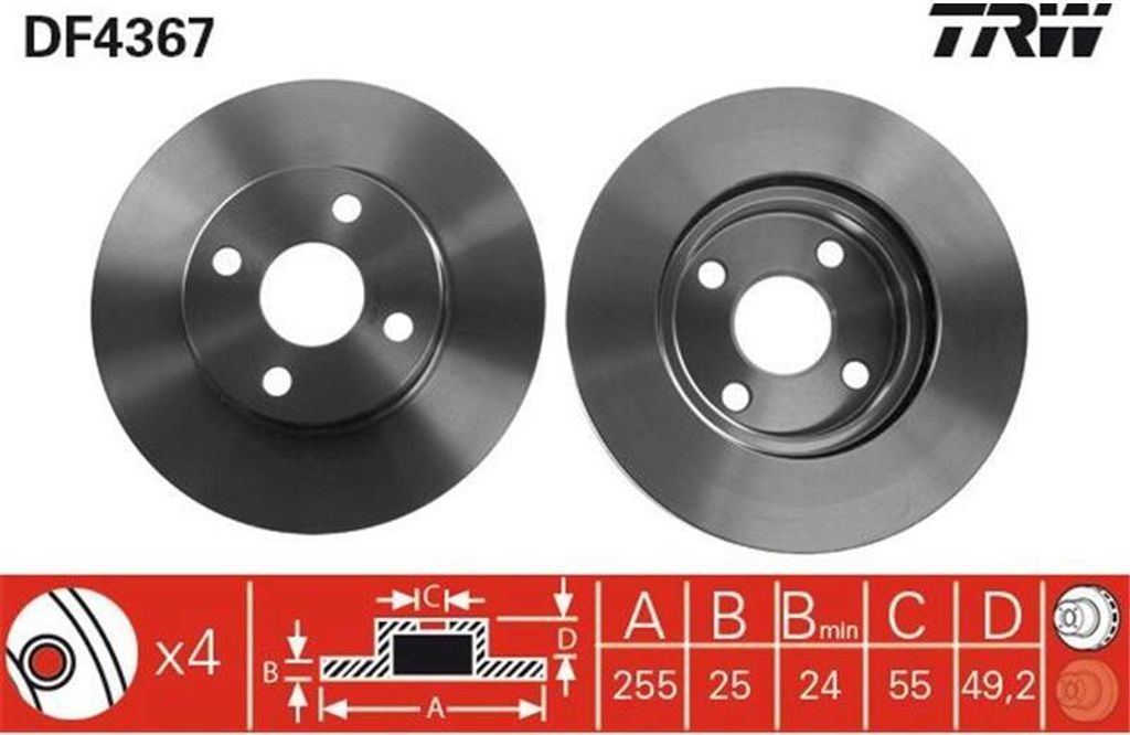 TRW Bremsscheiben (2 Stück) Vorderachse DF4367