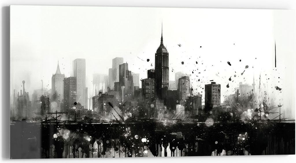 DEQORI Glasbild Echtglas 60x30 cm 'Stadt im Verfall' Wandbild Bild modern Deko