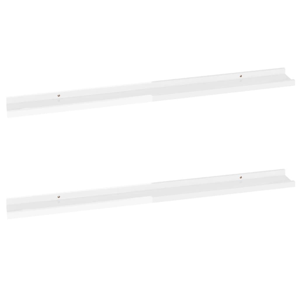 Wandregale 2 Stk. Hochglanz-Weiß 100x9x3 cm Produktbild 