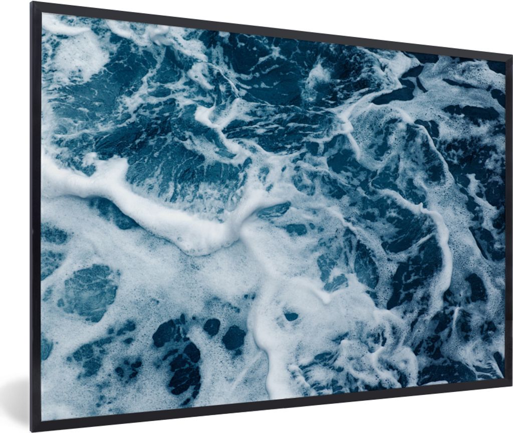MuchoWow MuchoWow Gerahmtes Poster Wellen - Wasser - Ozean - Schaum 30x20 cm - Poster mit zchwarzem Bilderrahmen - Kunstdruck - Bild-Poster