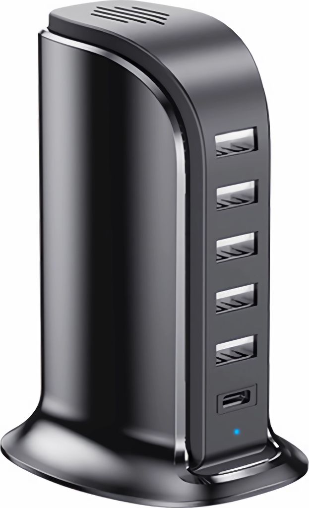 Bolwins 6-Port USB Ladegerät 30W – Mit Netzkabel, Für Handy, Tablet & Mehr, 100–240V EU-Stecker