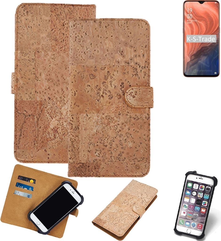 K-S-Trade Hülle kompatibel mit Oppo Reno Z Helio P90 Kork Handyhülle Cover Schutzhülle TPU Case Bumper in Hellbraun, (1x)