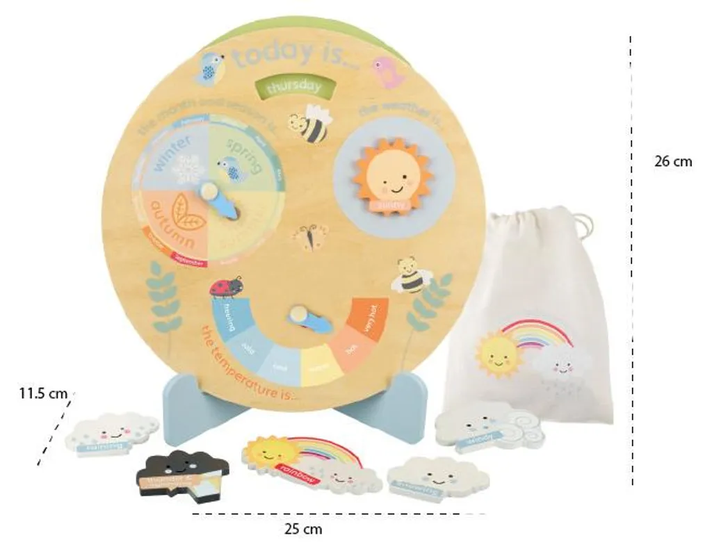 Jeu météo en bois FSC Orange Tree Toys aux finitions artisanales