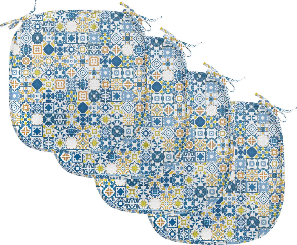Set 4 Rivestimenti Sedie 40x40 ABAKUHAUS Mosaico Blu e Giallo