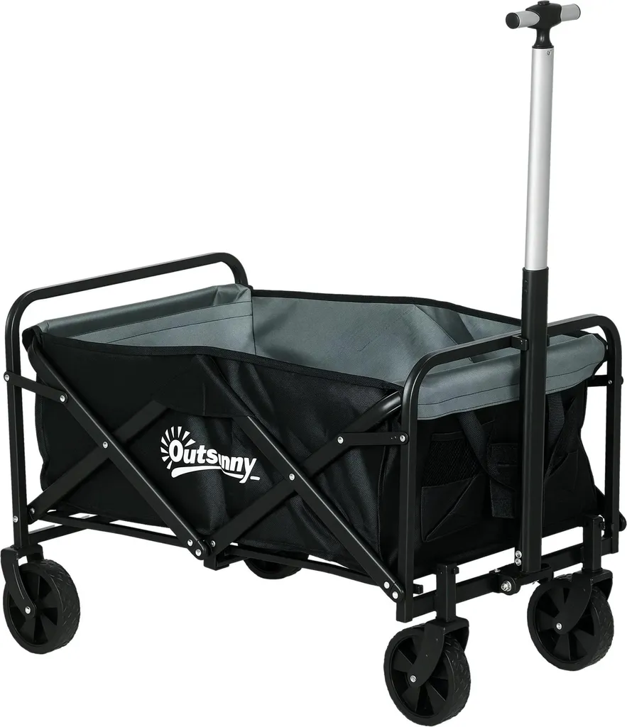 Chariot de jardin pliable noir 70 l idéal pour les travaux extérieurs
