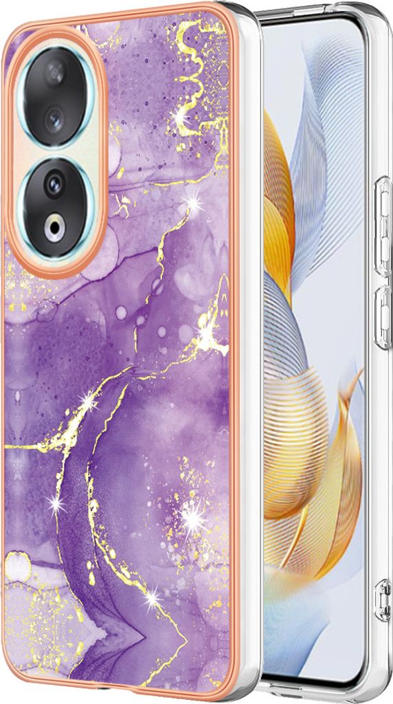 Hülle für Honor 90 5G Muster TPU Silikon Stoßdämpfer Bumper Schutzhülle Violett