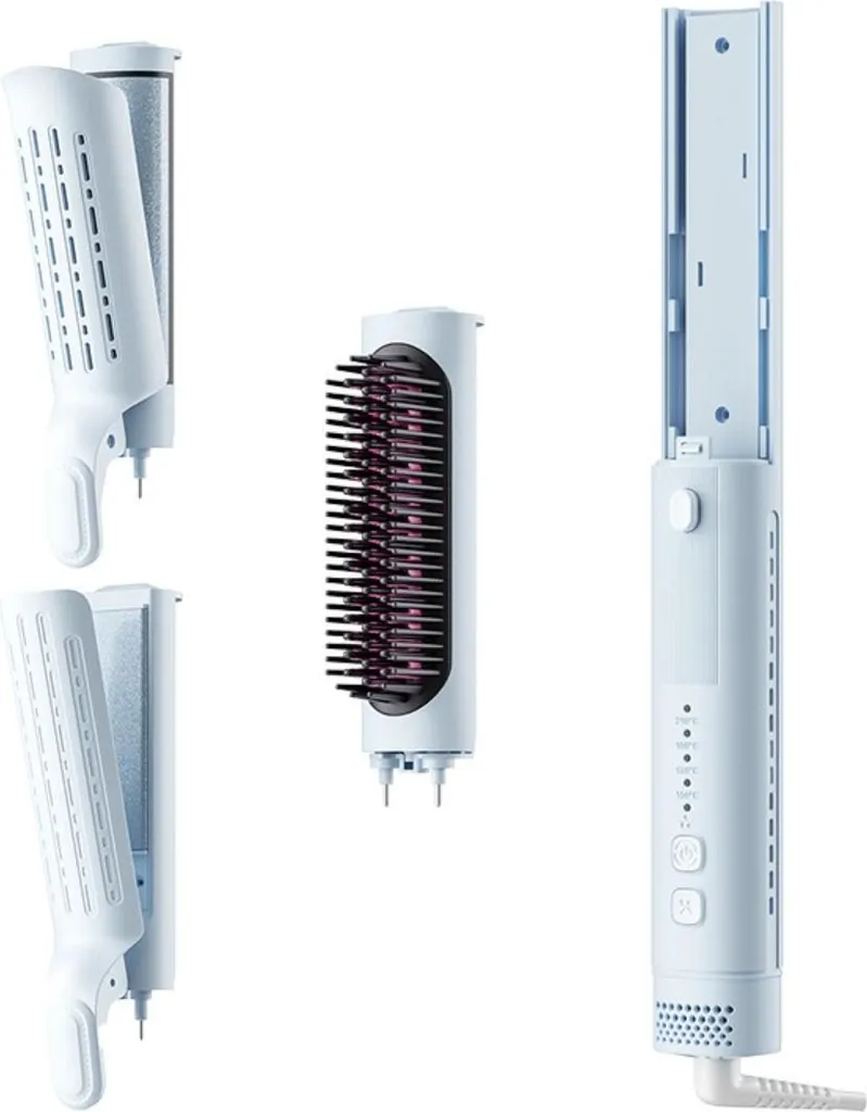 INF Brosse Lissante Ionique 3-en-1 Bleue avec Têtes Interchangeables