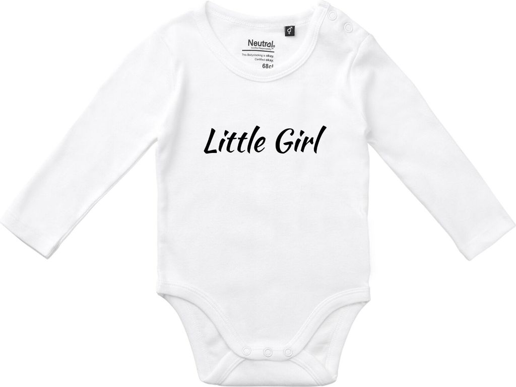 Huuraa Baby Body Little Girl Schriftzug 80 White Baumwolle Fairtrade Langarmbody Geschenkidee