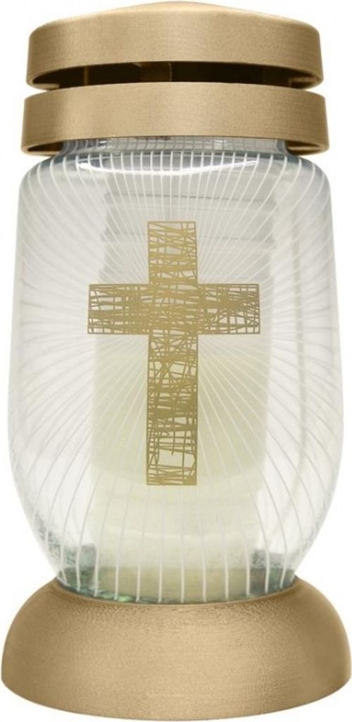 Cimetière verre 23cm dépôt de bougies CROSS or Image du produit 