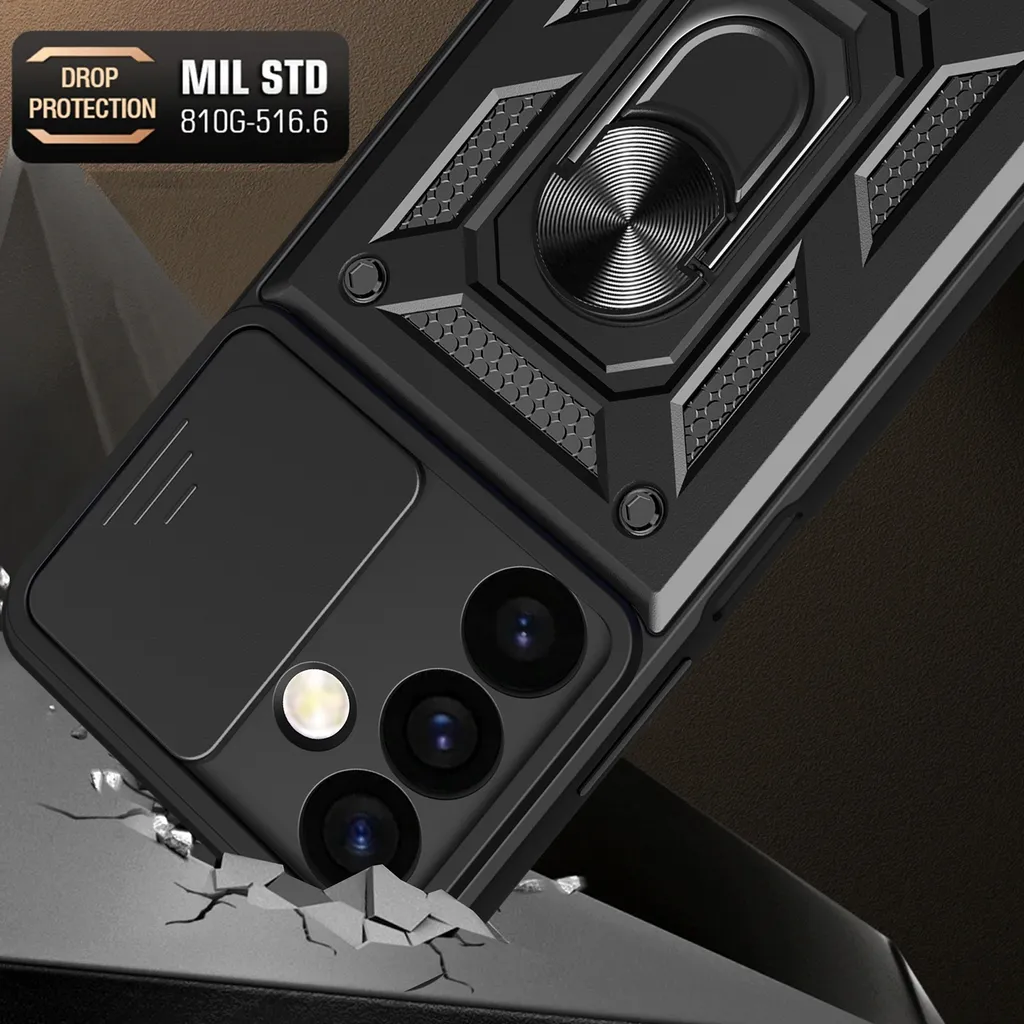 Cover Protettiva Samsung S24 Oro con Anello Rinforzato e TPU - 8