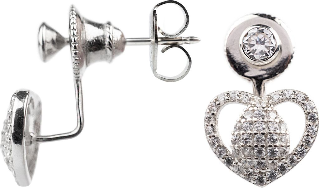 Ohrstecker Ear Jacket 925 Sterling Silber mit Zirkonia und Herz