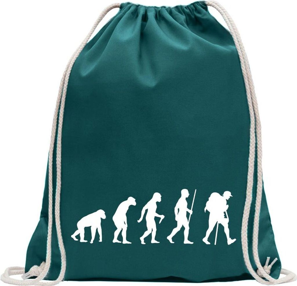 Kiwistar - Turnbeutel - petrol - Wandern Trekking Evolution - Fun Rucksack Sport Beutel Gymsack Baumwolle mit Ziehgurt
