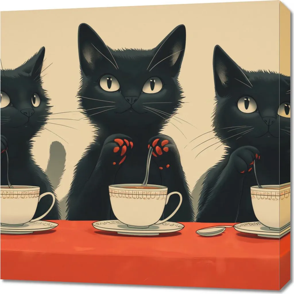 Quadro Gatti Neri 70x70 - Arredo Casa per Amanti dei Gatti