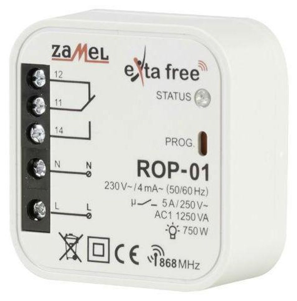 1-kanálový rádiový prijímač pod omietku, ROP-01, exta free Obrázok produktu 