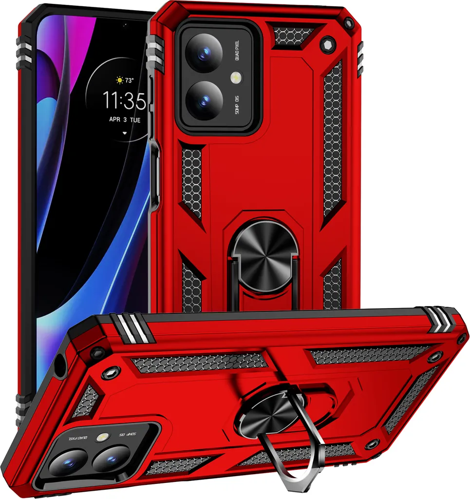 Offerta Custodia Moto G14 Rossa: Cover Armor con Anello a Prezzo Top