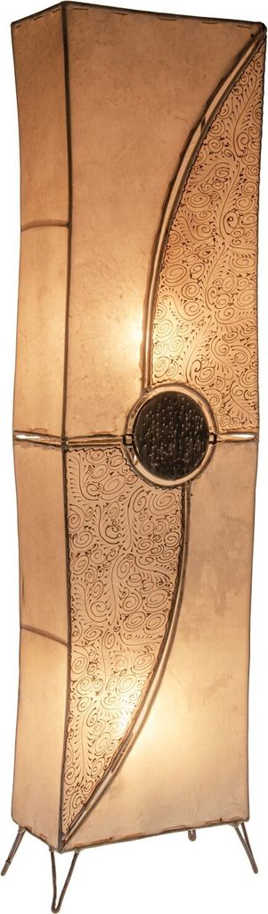 Orientalische Stehlampe Mulan 100cm Lederlampe Hennalampe Lampe | Marokkanische Große Stehlampen aus Metall, Lampenschirm aus Leder | Orientalisch...