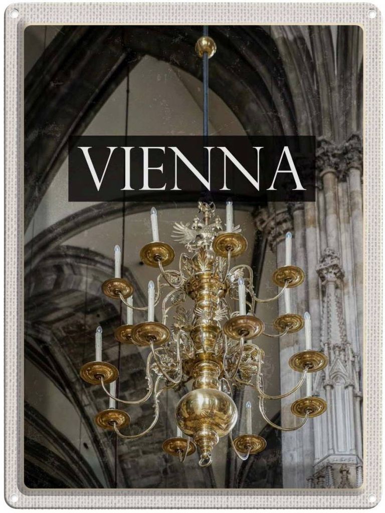 vianmo Blechschild 40x30 cm Wien Österreich Kronleuchter Posta Bildmotiv Reisemotiv Abenteuer Reisen Europa Urlaub