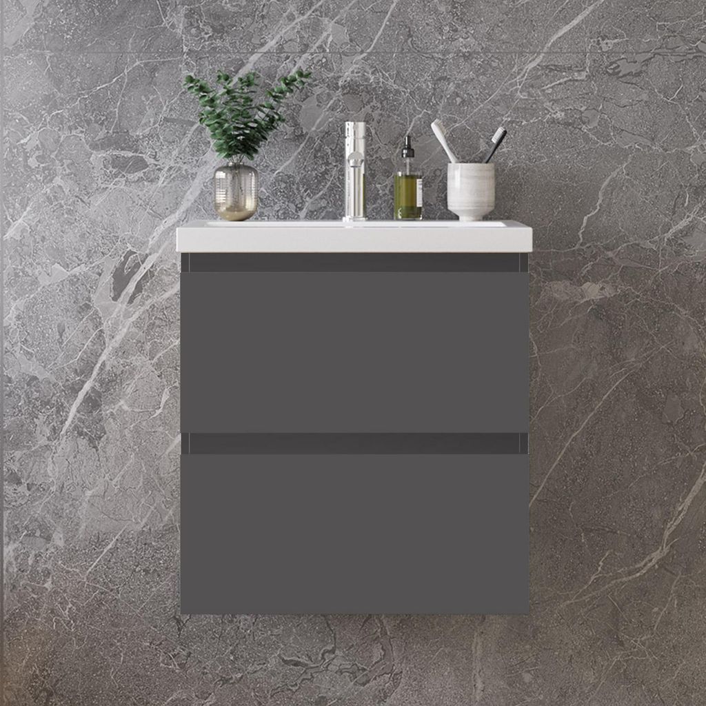 50 cm Badmöbel-Set Unterschrank mit Mineralguss waschtisch Produktbild 