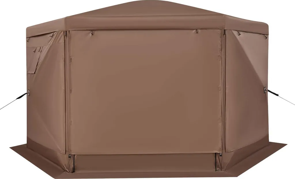 Pavillon pliable 3,6x3,6 m Tente de réception Pop-up avec sac - Marron - 12