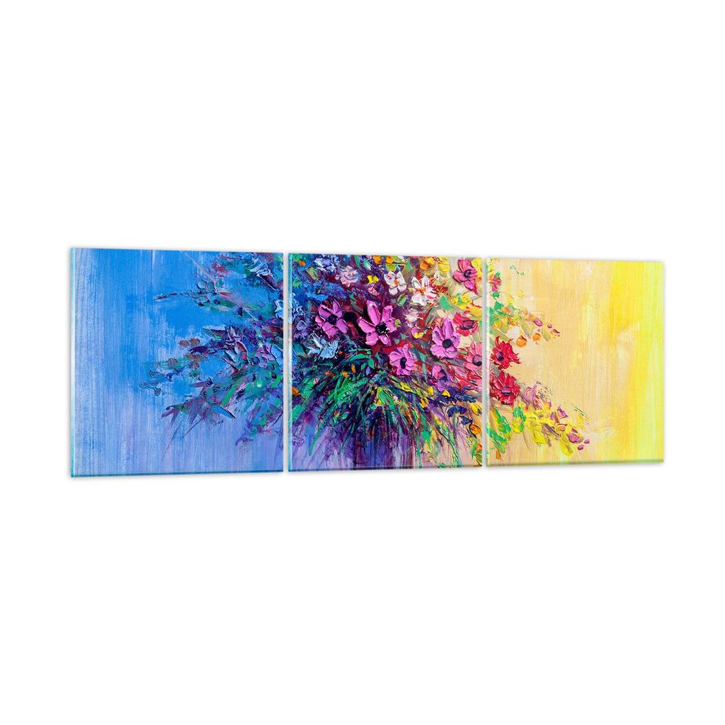 Bilder auf glas - Blumen Vase - 120x40cm - Glasbilder - Wandbilder - Bilder - Kunstdruck - zum Aufhängen bereit - Wanddekoration aus Glas - Glas B...