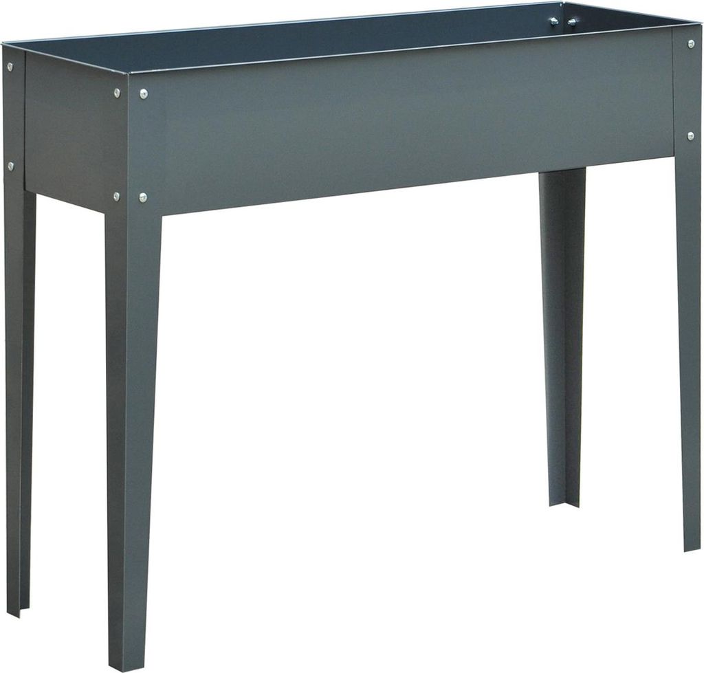 Fortuna Lai Hochbeet Kräuterbeet Pflanzkasten mit Füßen und 3 Abflusslöchern 100 x 30 x 80 cm aus Metall für Garten und Balkon
