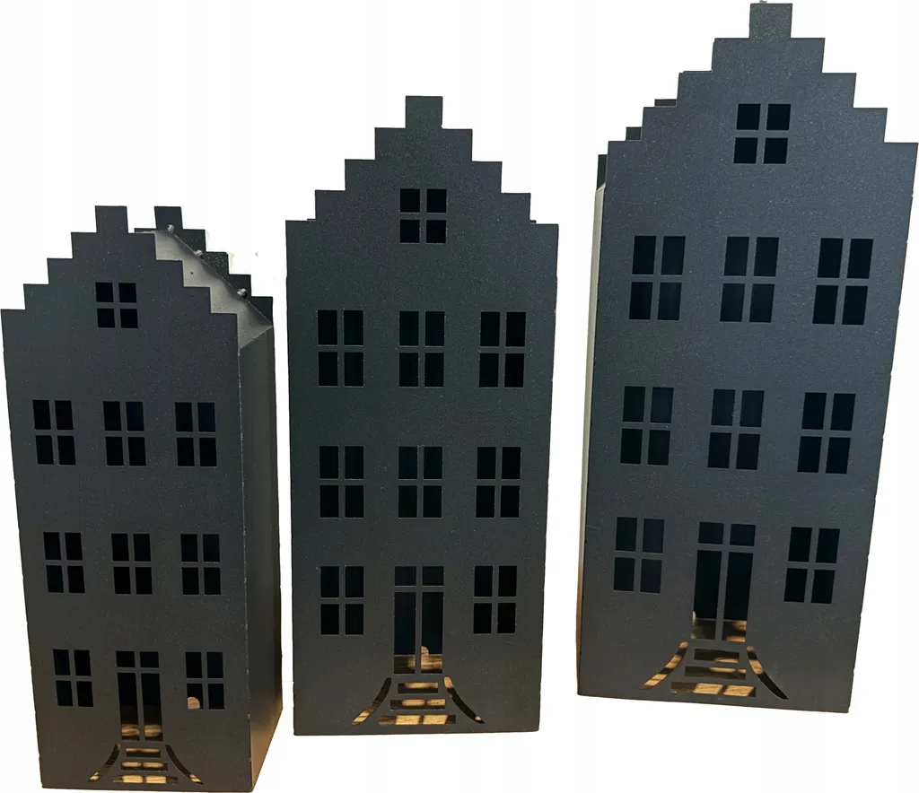 Lanterna A Led Per Casa Set Di 3 Pezzi Lanterna In Corten Nera