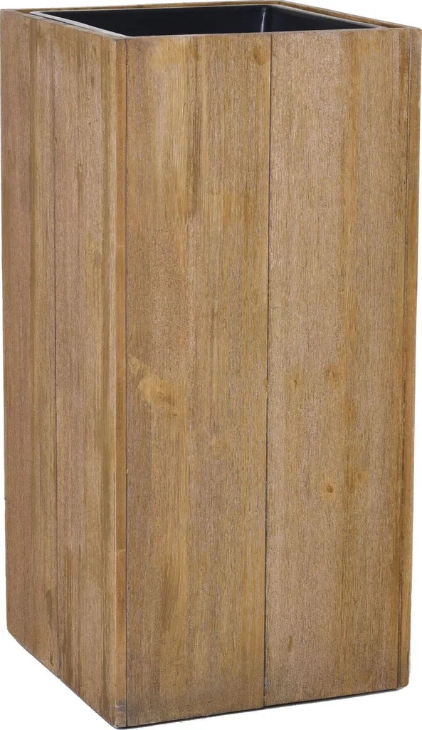 Jardinière Haute en Bois BLOCK Veinage Brun Antique - Colonne Carrée