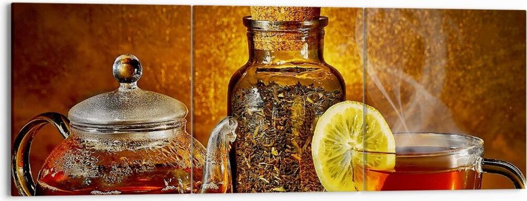 Bild auf Leinwand - Leinwandbild - Asien tee geschmack gesundheit - 150x50cm - Wand Bild - Wanddeko - Leinwanddruck - Bilder - Kunstdruck - Wanddek...
