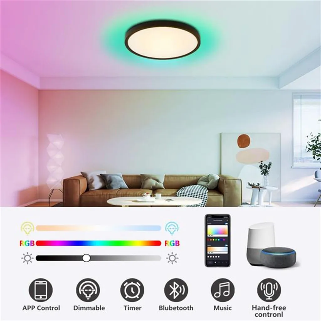 Plafonnier Salon Connecté WiFi Noir 60cm RGB IMMAX NEO LITE TUDO 65W LED