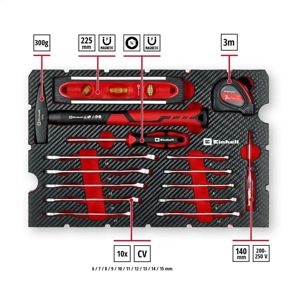 Mallette à outils Einhell E-Case 370511 avec 79 pièces indispensables - 12