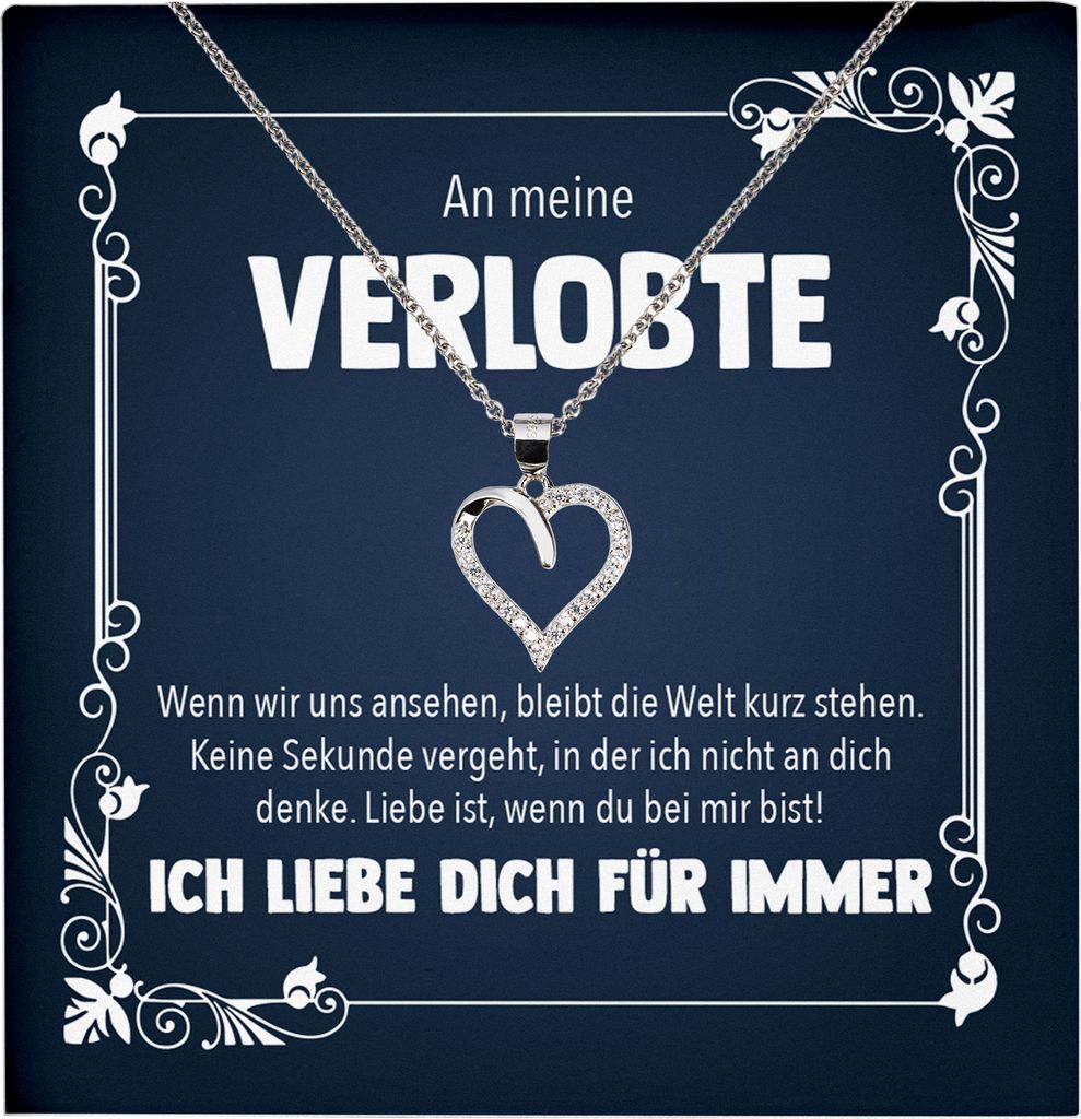 22Feels Echt Silber Halskette - Verlobte Geschenk Frauen Schmuck Set Verlobung Valentinstag Geburtstag Weihnachten - Herz Anhänger, Karte