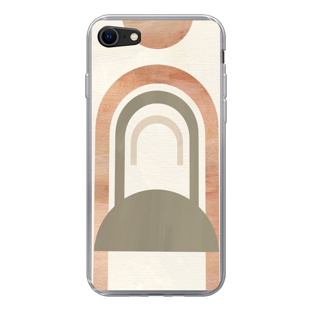 MuchoWow Handyhülle Schutzhülle Hülle für iPhone 8 Rosa - Grün - Abstrakt Silikon Softcase Handy Hülle - Schutzhaube