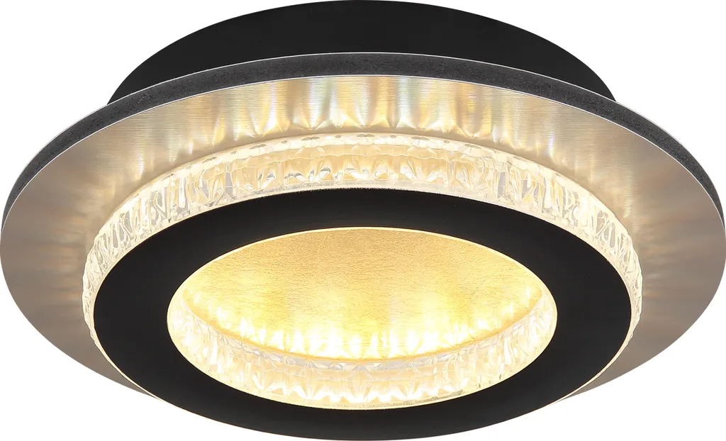 Plafonnier LED Cristal Anti-Éblouissement Or Noir CCT D20 cm Chic