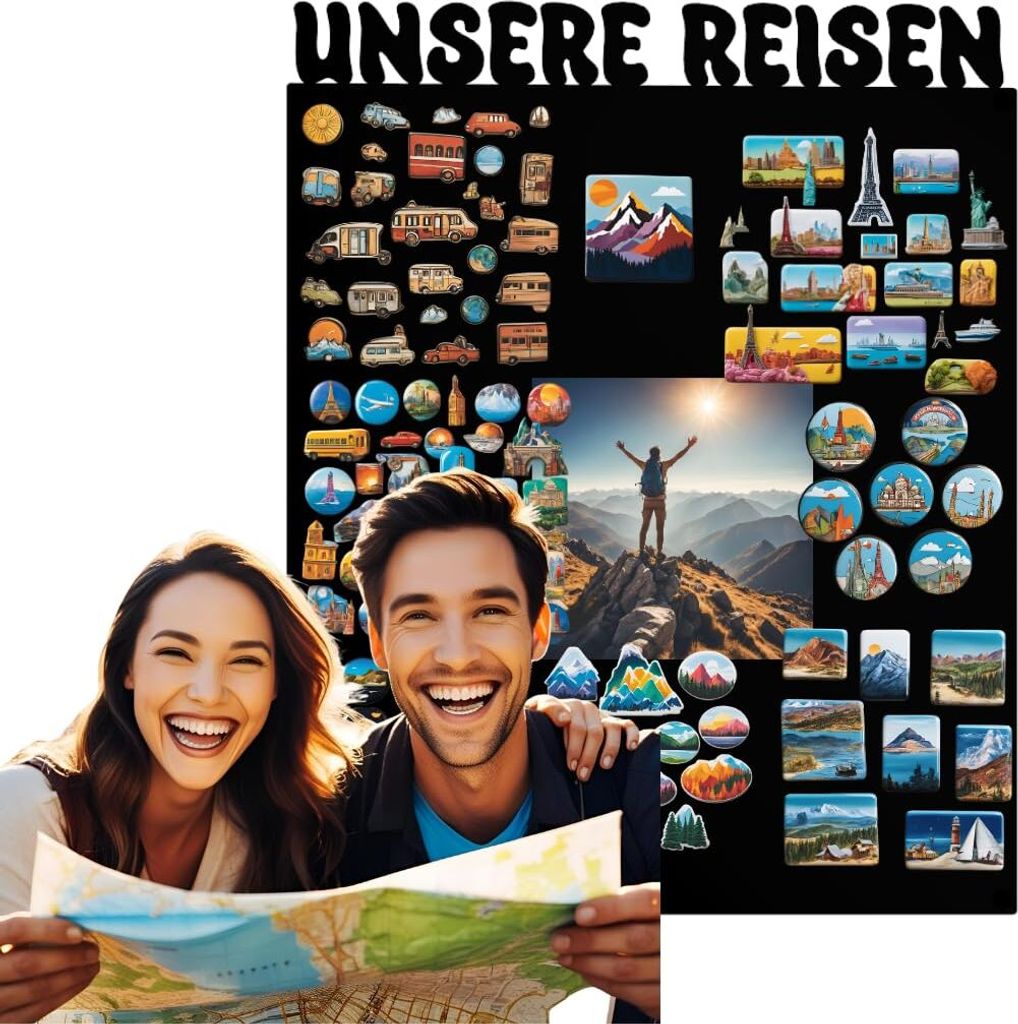 Anwicar Magnettafel Unsere Reisen - Vertikal 100x80 cm - Produktbild 