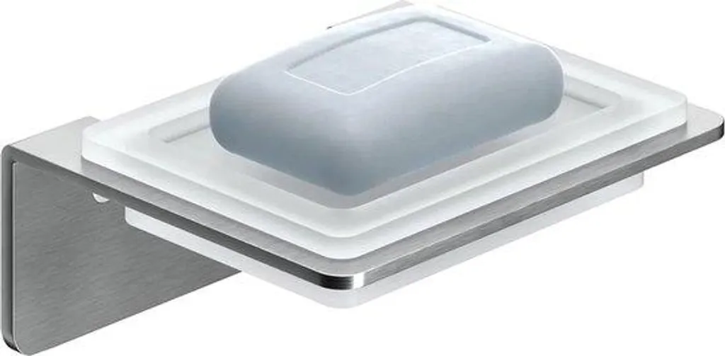 Porte-savon en verre tubulaire avec support mural invisible en inox