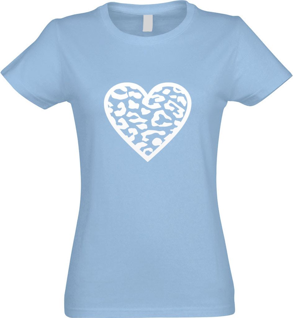 Kiwistar - T-Shirt tailliert - Damen - himmelblau - Leopard - mit Motiv Bedruckt - Funshirt Design - Sport - Freizeit - Damen - XXL